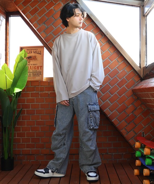 ８(eight)（エイト）の「カットジョーゼットモックネックカットソー（Tシャツ/カットソー・メンズ・ブラック/ネイビー/ブラウン/オフホワイト/グレイッシュベージュ・MEDIUM/LARGE）」の21枚目の写真