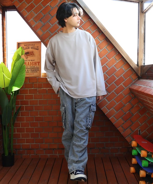 ８(eight)（エイト）の「カットジョーゼットモックネックカットソー（Tシャツ/カットソー・メンズ・ブラック/ネイビー/ブラウン/オフホワイト/グレイッシュベージュ・MEDIUM/LARGE）」の22枚目の写真