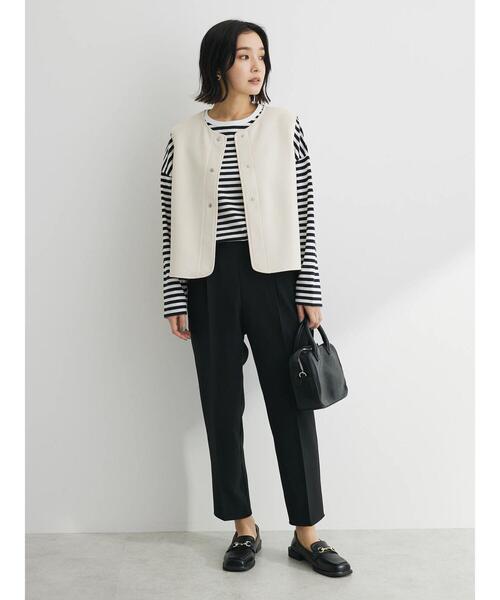 Green　Parks（グリーンパークス）の「ドットボタンコンパクトベスト（ベスト・レディース・ブラック/ライトベージュ・FREE）」の10枚目の写真