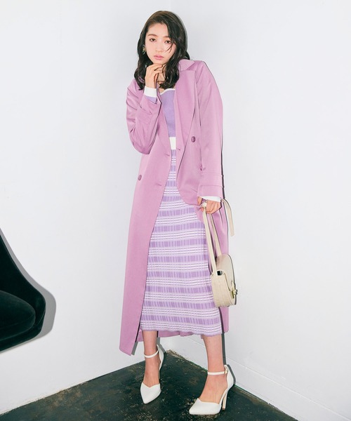 ROYAL PARTY(ロイヤルパーティー)の「バックタックトレンチコート(トレンチコート・レディース・ベージュ/オフホワイト/パープル・FREE)」の5枚目の写真