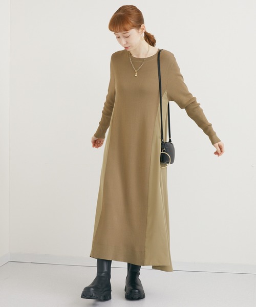 ROSIEE（ロージー）の「ROSIEE バック配色ラインニットワンピース（ニット/セーター・レディース・ブラック/カーキ・FREE）」の18枚目の写真