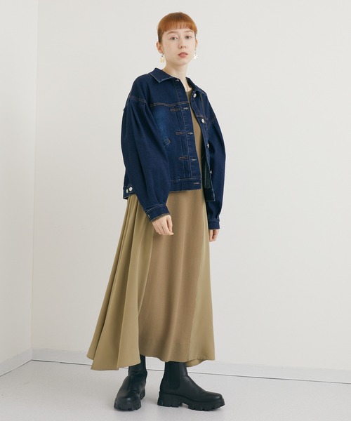 ROSIEE（ロージー）の「ROSIEE バック配色ラインニットワンピース（ニット/セーター・レディース・ブラック/カーキ・FREE）」の10枚目の写真