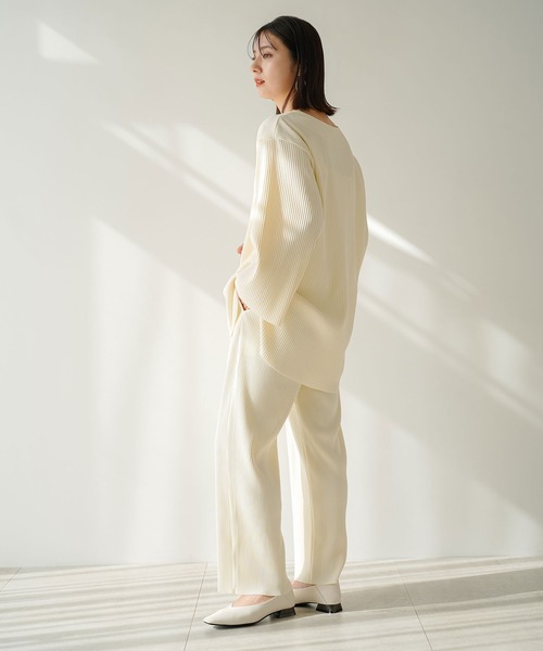 rectangle(レクタングル)の「リップルプリーツイージーパンツ【セットアップ可】(その他パンツ・レディース・ブラック/アイボリー/ブルー・FREE)」の7枚目の写真