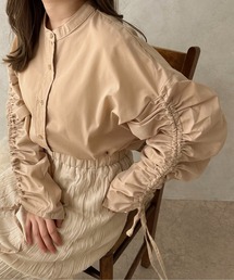apres jour clair | 【apres jour clair】ドロストスリーブバンドカラーシャツ【ZOZOTOWN限定アイテム】(シャツ/ブラウス)