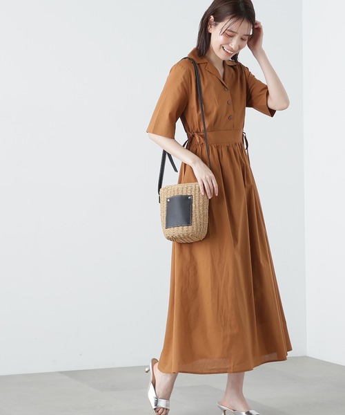 N.（N. Natural Beauty Basic）（エヌエヌナチュラルビューティーベーシック）の「【S Size Line】◆コットンボイル開襟シャツワンピース（シャツワンピース・レディース・チョコ/ブラック/ブルー・SMALL/MEDIUM）」の3枚目の写真