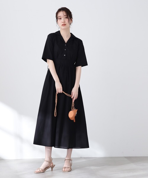 N.（N. Natural Beauty Basic）（エヌエヌナチュラルビューティーベーシック）の「【S Size Line】◆コットンボイル開襟シャツワンピース（シャツワンピース・レディース・チョコ/ブラック/ブルー・SMALL/MEDIUM）」の7枚目の写真