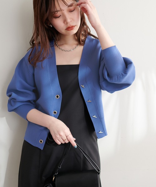 natural couture（ナチュラルクチュール）の「プチプラハトメバー釦カーディガン（カーディガン/ボレロ・レディース・イエロー系その他/オレンジ/ブルー/グレイッシュベージュ/ブラック・FREE）」の6枚目の写真