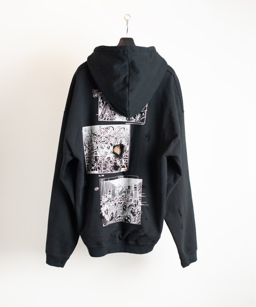 SEVESKIG(セヴシグ)の「SEVESKIG/セブシグ/SWEAT PARKA STORY BORD HIMURO TOKITA(パーカー・メンズ・ホワイト/ブラック・SMALL/MEDIUM/LARGE/X-LARGE)」の1枚目の写真