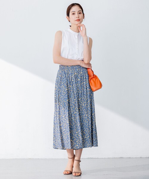 組曲（クミキョク）の「【洗える】ブラウスライクジャージーノースリーブ カットソー（Tシャツ/カットソー・レディース・ネイビー系/サックスブルー系/アイボリー系・2）」の5枚目の写真