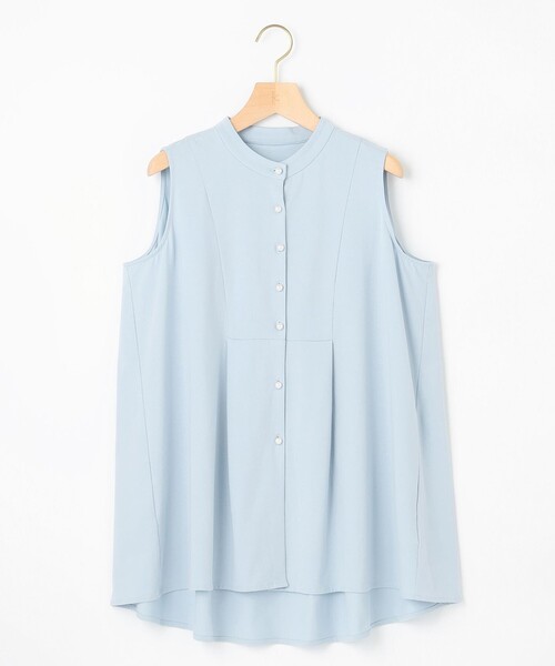 組曲（クミキョク）の「【洗える】ブラウスライクジャージーノースリーブ カットソー（Tシャツ/カットソー・レディース・ネイビー系/サックスブルー系/アイボリー系・2）」の18枚目の写真