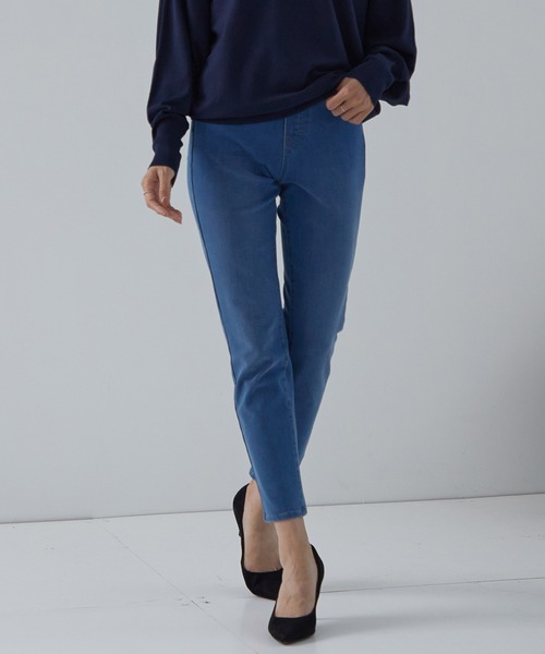 for/c(フォーシー)の「ストレッチデニムパンツ【サスティナブル】(デニムパンツ・レディース・サックスブルー/ネイビー/ホワイト/ブルー/ブラック・M/L/LL/S)」の4枚目の写真
