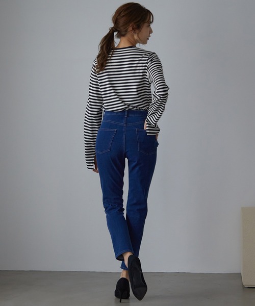 for/c(フォーシー)の「ストレッチデニムパンツ【サスティナブル】(デニムパンツ・レディース・サックスブルー/ネイビー/ホワイト/ブルー/ブラック・M/L/LL/S)」の19枚目の写真