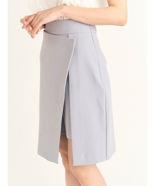 SNIDEL(スナイデル)の「ラップミドルミニスカート(スカート・レディース・ライトグレー/ブラック/クリーム・0/1)」の8枚目の写真
