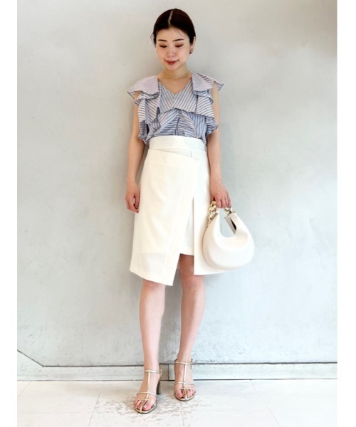 SNIDEL(スナイデル)の「ラップミドルミニスカート(スカート・レディース・ライトグレー/ブラック/クリーム・0/1)」の19枚目の写真