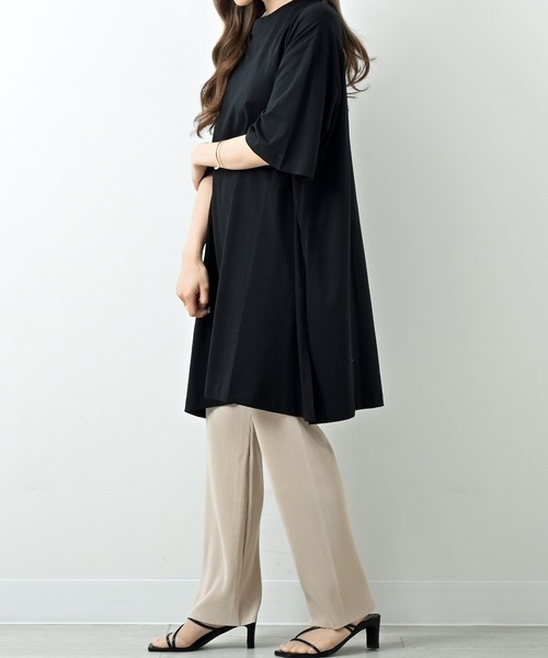 Felt-Maglietta(フェルトマリエッタ)の「サイドスリットコットンチュニックワンピ(Tシャツ/カットソー・レディース・ホワイト/グレー/ブラック/ライトベージュ・M-L/LL~3L/4L~5L)」の15枚目の写真