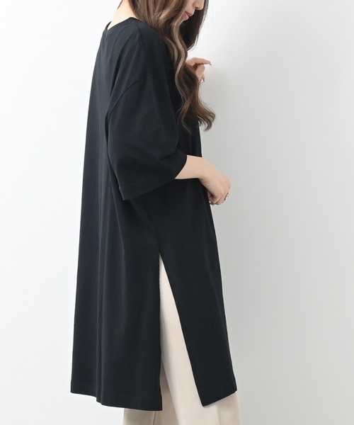Felt-Maglietta(フェルトマリエッタ)の「サイドスリットコットンチュニックワンピ(Tシャツ/カットソー・レディース・ホワイト/グレー/ブラック/ライトベージュ・M-L/LL~3L/4L~5L)」の18枚目の写真