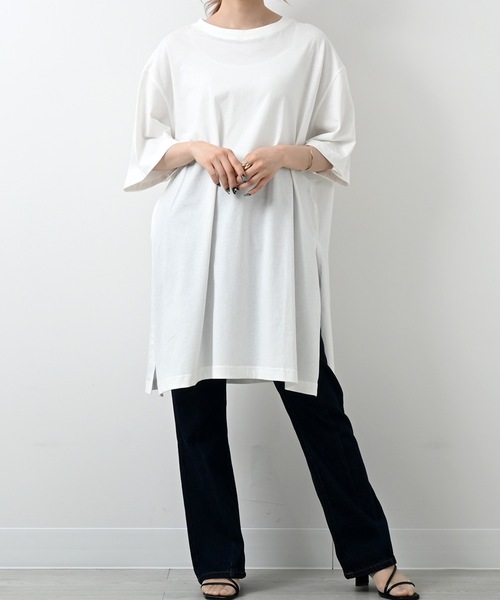 Felt-Maglietta(フェルトマリエッタ)の「サイドスリットコットンチュニックワンピ(Tシャツ/カットソー・レディース・ホワイト/グレー/ブラック/ライトベージュ・M-L/LL~3L/4L~5L)」の20枚目の写真