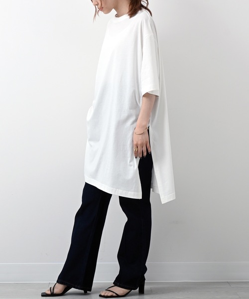 Felt-Maglietta(フェルトマリエッタ)の「サイドスリットコットンチュニックワンピ(Tシャツ/カットソー・レディース・ホワイト/グレー/ブラック/ライトベージュ・M-L/LL~3L/4L~5L)」の21枚目の写真