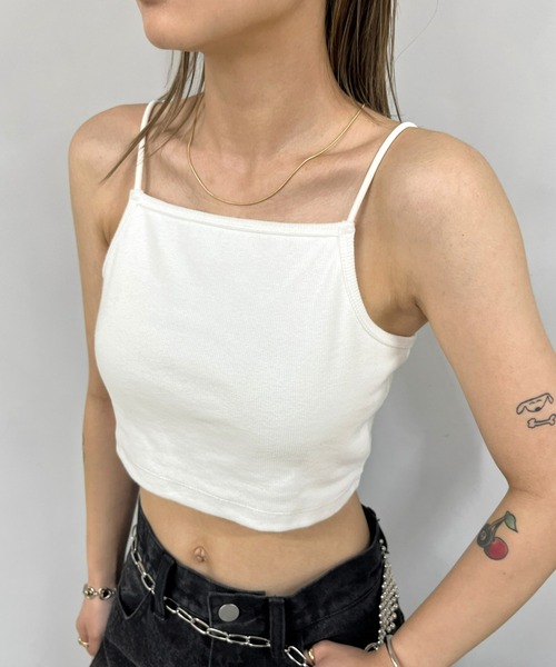 WHO'S WHO gallery(フーズフーギャラリー)の「ショートリブキャミ(キャミソール・レディース・オフホワイト/グレー/ブラック/ライトグレー・FREE)」の5枚目の写真