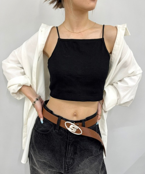 WHO'S WHO gallery(フーズフーギャラリー)の「ショートリブキャミ(キャミソール・レディース・オフホワイト/グレー/ブラック/ライトグレー・FREE)」の6枚目の写真