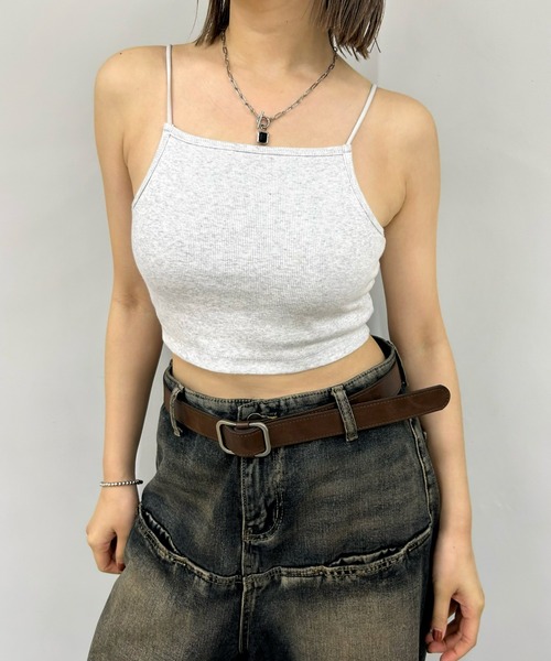 WHO'S WHO gallery(フーズフーギャラリー)の「ショートリブキャミ(キャミソール・レディース・オフホワイト/グレー/ブラック/ライトグレー・FREE)」の7枚目の写真