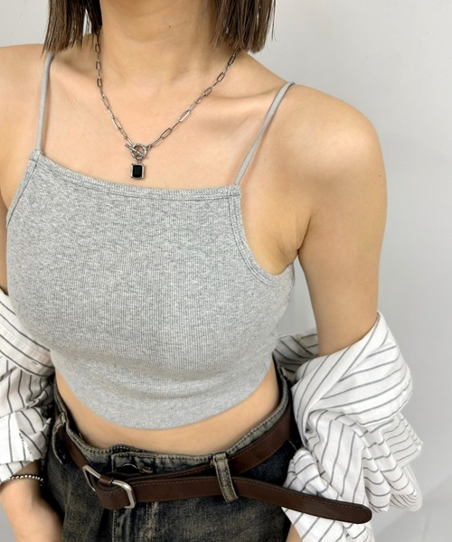 WHO'S WHO gallery(フーズフーギャラリー)の「ショートリブキャミ(キャミソール・レディース・オフホワイト/グレー/ブラック/ライトグレー・FREE)」の9枚目の写真