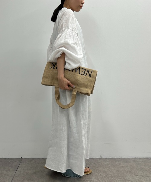 LOUNGEDRESS(ラウンジドレス)の「リネンシャツワンピース(シャツワンピース・レディース・オフホワイト/ピンク・FREE)」の11枚目の写真