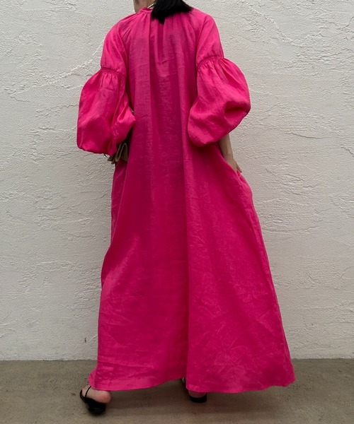 LOUNGEDRESS(ラウンジドレス)の「リネンシャツワンピース(シャツワンピース・レディース・オフホワイト/ピンク・FREE)」の10枚目の写真