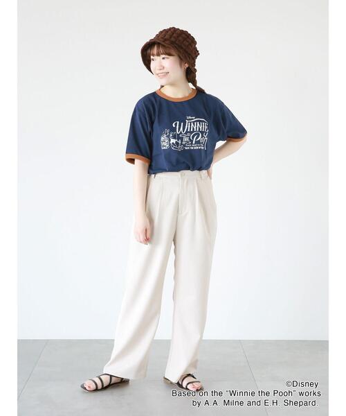 ehka sopo（エヘカソポ）の「【Disney】くまのプーさん/リンガーTシャツ（Tシャツ/カットソー・レディース・オフホワイト/キナリ/ネイビー・ﾌﾘ-）」の15枚目の写真