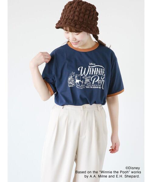ehka sopo（エヘカソポ）の「【Disney】くまのプーさん/リンガーTシャツ（Tシャツ/カットソー・レディース・オフホワイト/キナリ/ネイビー・ﾌﾘ-）」の20枚目の写真