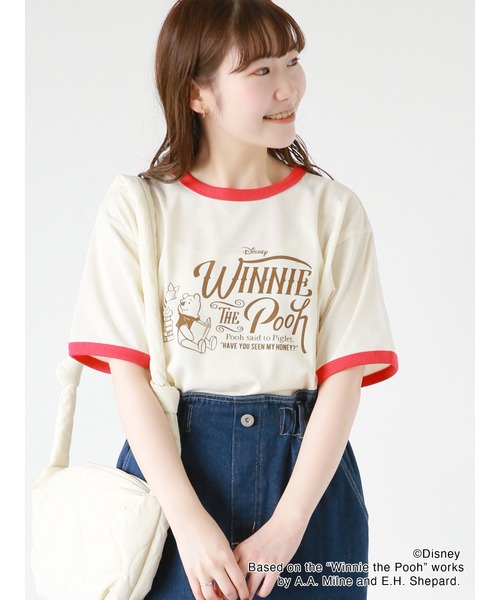 ehka sopo（エヘカソポ）の「【Disney】くまのプーさん/リンガーTシャツ（Tシャツ/カットソー・レディース・オフホワイト/キナリ/ネイビー・ﾌﾘ-）」の2枚目の写真