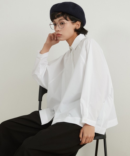 On One's Own（オンワンズオン）の「On One's Own 長袖ルーズフィットシャツ綿100％（シャツ/ブラウス・レディース・マスタード/ネイビー/ホワイト・FREE）」の5枚目の写真