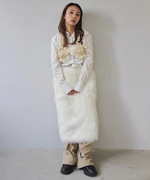 SANSeLF（サンセルフ）の「fur middle skirt【SANSeLF】sew23a025（スカート・レディース・ホワイト系その他・FREE）」の5枚目の写真