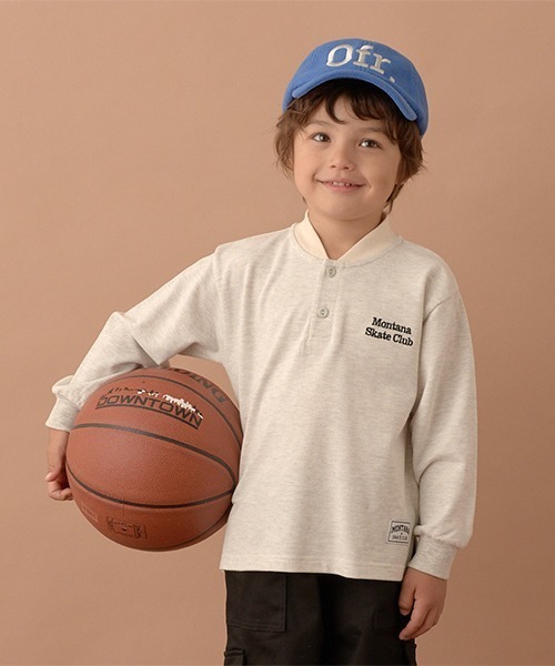 b・ROOM（ビールーム）の「スケーターラガーシャツ（Tシャツ/カットソー・キッズ・オートミール/ネイビー/モスグリーン・110cm/130cm/100cm/120cm/140cm/150cm）」の2枚目の写真