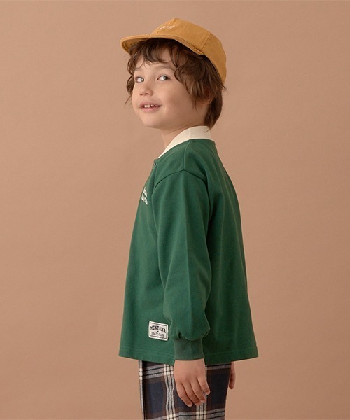 b・ROOM（ビールーム）の「スケーターラガーシャツ（Tシャツ/カットソー・キッズ・オートミール/ネイビー/モスグリーン・110cm/130cm/100cm/120cm/140cm/150cm）」の6枚目の写真