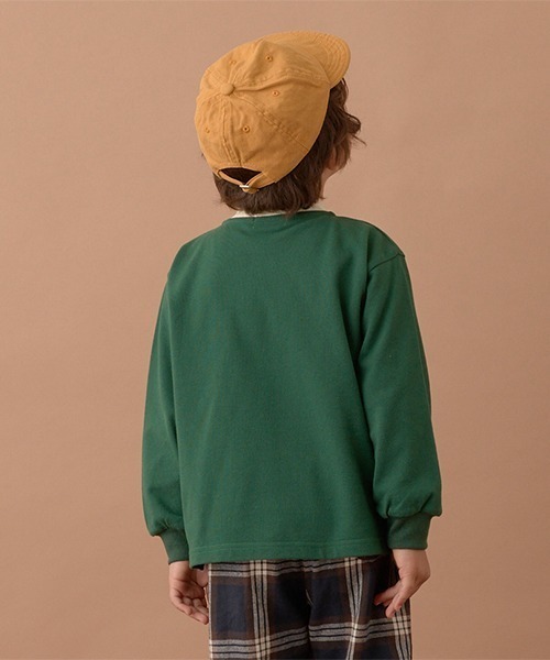 b・ROOM（ビールーム）の「スケーターラガーシャツ（Tシャツ/カットソー・キッズ・オートミール/ネイビー/モスグリーン・110cm/130cm/100cm/120cm/140cm/150cm）」の7枚目の写真