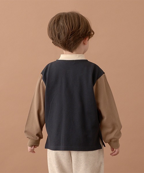 b・ROOM（ビールーム）の「スケーターラガーシャツ（Tシャツ/カットソー・キッズ・オートミール/ネイビー/モスグリーン・110cm/130cm/100cm/120cm/140cm/150cm）」の16枚目の写真