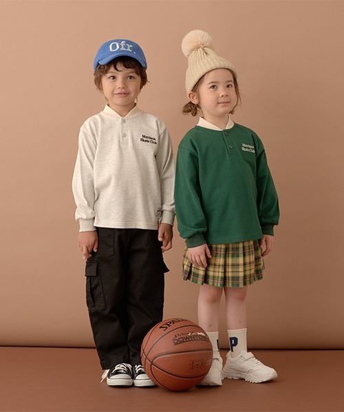 b・ROOM（ビールーム）の「スケーターラガーシャツ（Tシャツ/カットソー・キッズ・オートミール/ネイビー/モスグリーン・110cm/130cm/100cm/120cm/140cm/150cm）」の4枚目の写真