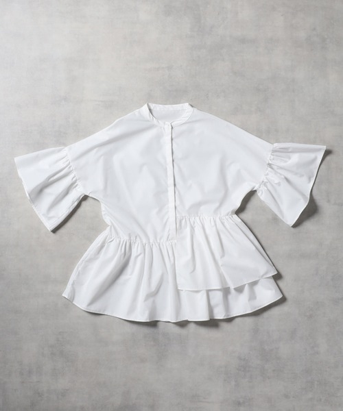 アシメフリルシャツ