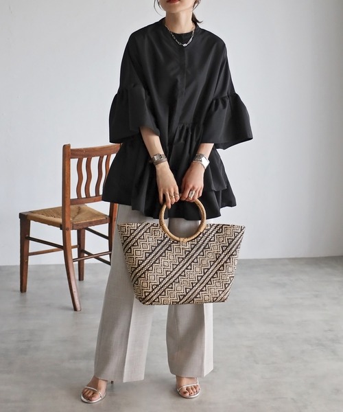 アシメフリルシャツ