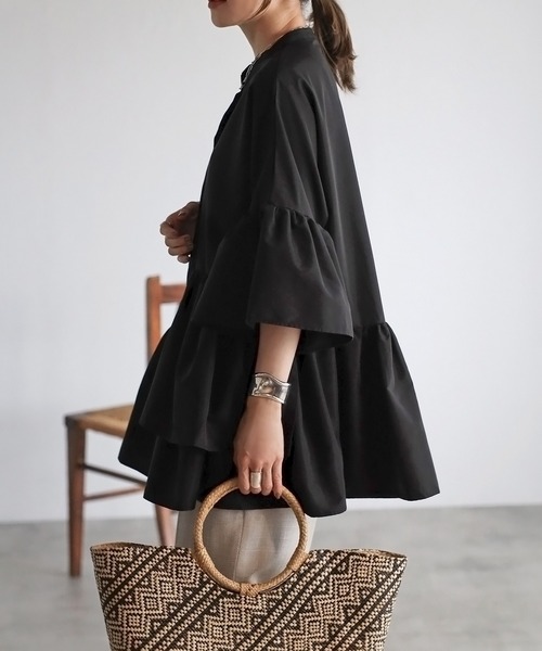 アシメフリルシャツ