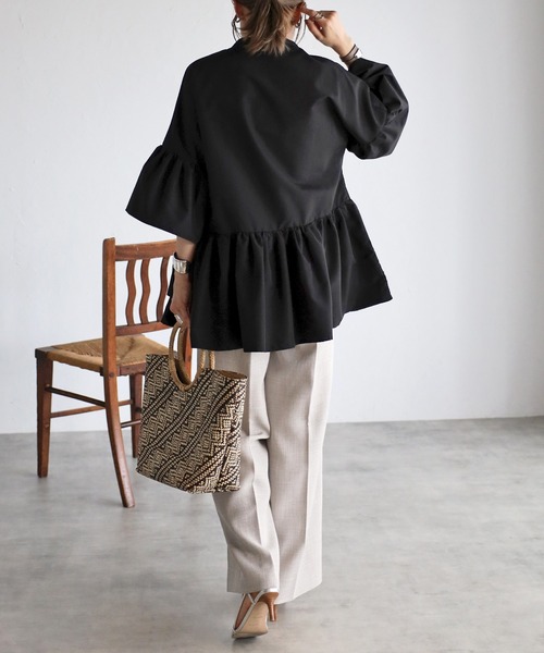 アシメフリルシャツ