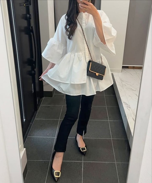 極美品　ヴェロフォンナ　アシメトリーフリルブラウス　セレクトショップ　ランバン ☆美品☆ヴェロフォンナ アシンメトリーフリルブラウス ブルー