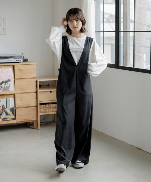 GLOBAL WORK（グローバルワーク）の「2WAYサロペット/AND YUA ANY/967594（サロペット/オーバーオール・キッズ・ブラック/アイボリー・160cm/150cm）」の3枚目の写真