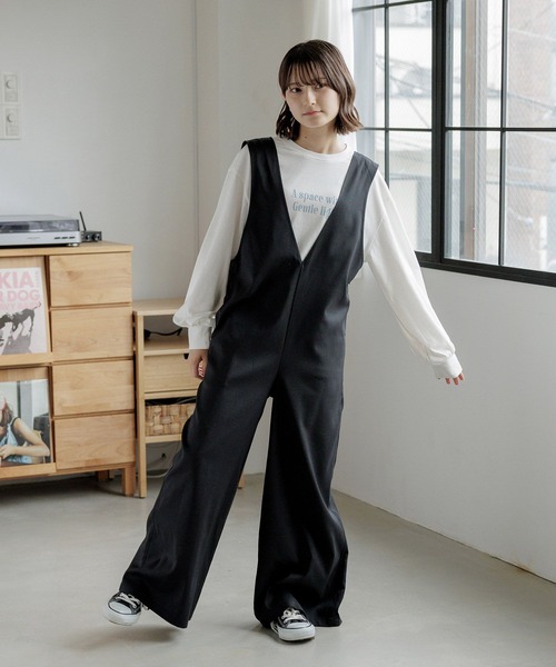 GLOBAL WORK（グローバルワーク）の「2WAYサロペット/AND YUA ANY/967594（サロペット/オーバーオール・キッズ・ブラック/アイボリー・160cm/150cm）」の5枚目の写真