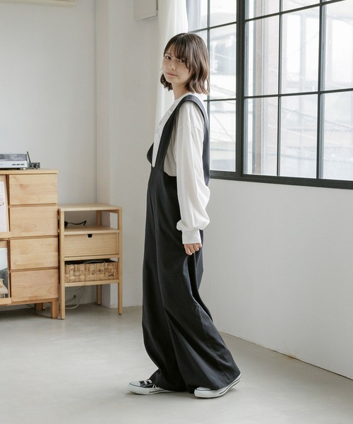 GLOBAL WORK（グローバルワーク）の「2WAYサロペット/AND YUA ANY/967594（サロペット/オーバーオール・キッズ・ブラック/アイボリー・160cm/150cm）」の7枚目の写真