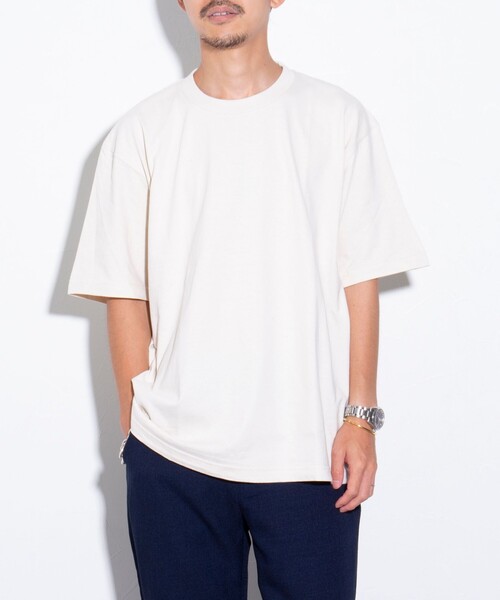 GLOSTER（グロスター）の「【限定展開】【GLOSTER/グロスター】ルーズ クルーネックTシャツ ベーシック（Tシャツ/カットソー・メンズ・ブラック/ホワイト/コーラルピンク/ベージュ・S/M/L/XL）」の7枚目の写真