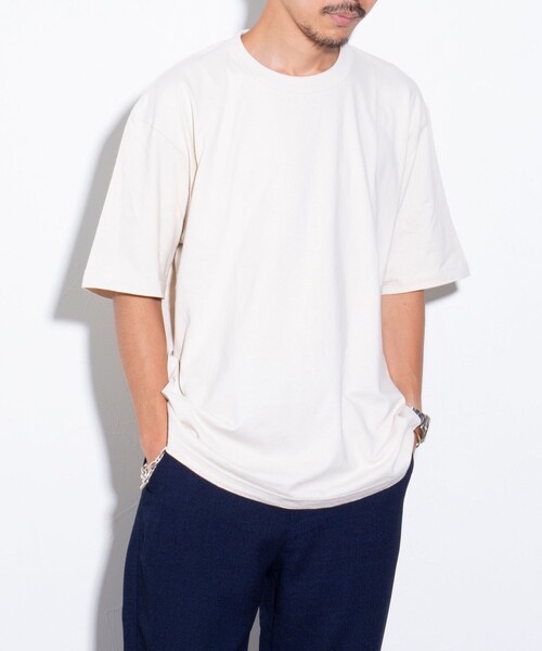GLOSTER（グロスター）の「【限定展開】【GLOSTER/グロスター】ルーズ クルーネックTシャツ ベーシック（Tシャツ/カットソー・メンズ・ブラック/ホワイト/コーラルピンク/ベージュ・S/M/L/XL）」の12枚目の写真