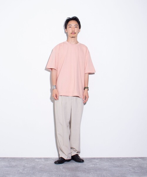 GLOSTER（グロスター）の「【限定展開】【GLOSTER/グロスター】ルーズ クルーネックTシャツ ベーシック（Tシャツ/カットソー・メンズ・ブラック/ホワイト/コーラルピンク/ベージュ・S/M/L/XL）」の13枚目の写真
