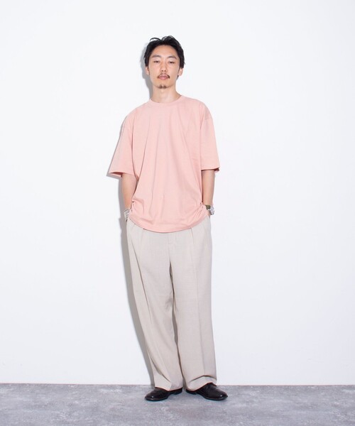 GLOSTER（グロスター）の「【限定展開】【GLOSTER/グロスター】ルーズ クルーネックTシャツ ベーシック（Tシャツ/カットソー・メンズ・ブラック/ホワイト/コーラルピンク/ベージュ・S/M/L/XL）」の16枚目の写真